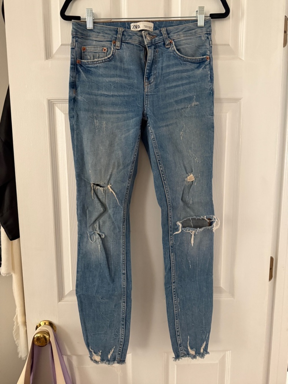 Zara Light Blue Distressed Skinny Jeans